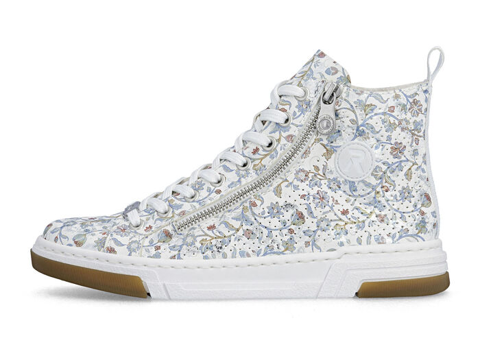 Rieker, modische Damen-Boots, Weite G, mit herausnehmbarem Fu&szlig;bett WEISS-BUNT